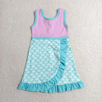 Sibling Baby Girls Sleeveless Yoga Active Ruffle Knee Length Dresses