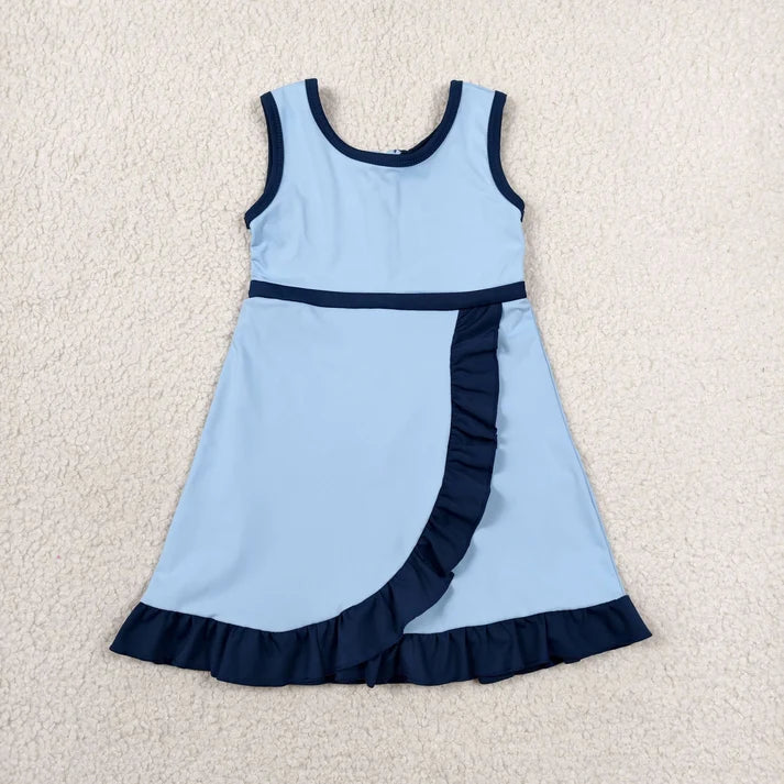 Sibling Baby Girls Sleeveless Yoga Active Ruffle Knee Length Dresses