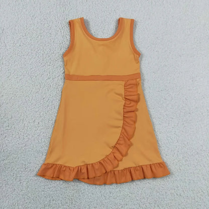 Sibling Baby Girls Sleeveless Yoga Active Ruffle Knee Length Dresses