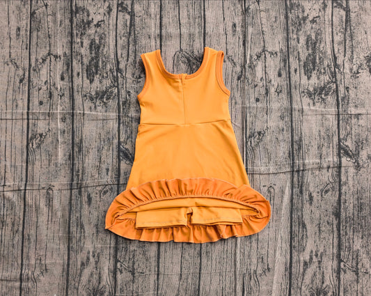 Baby Girls Sleeveless Orange Yoga Active Short Knee Length Dress Preorder GSD4127