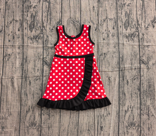 Baby Girls Dress Sleeveless Red Polka Dots Yoga Active Short Knee Length Dress Preorder GSD4128