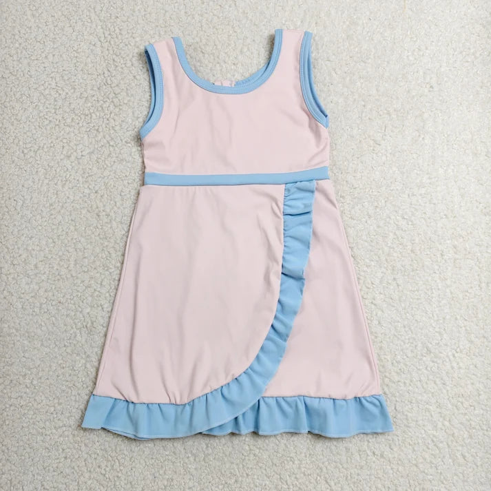 Sibling Baby Girls Sleeveless Yoga Active Ruffle Knee Length Dresses