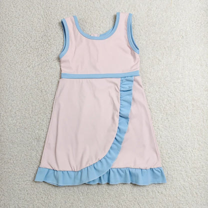Sibling Baby Girls Sleeveless Yoga Active Ruffle Knee Length Dresses