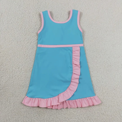 Sibling Baby Girls Sleeveless Yoga Active Ruffle Knee Length Dresses