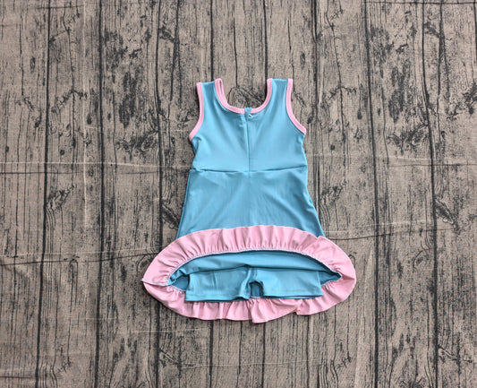 Baby Girls Dress Sleeveless Lake Blue Yoga Active Short Knee Length Dress Preorder GSD4130
