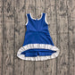 Baby Girls Sleeveless Hot Blue Yoga Active Short Scallop Knee Length Dress Preorder GSD4141