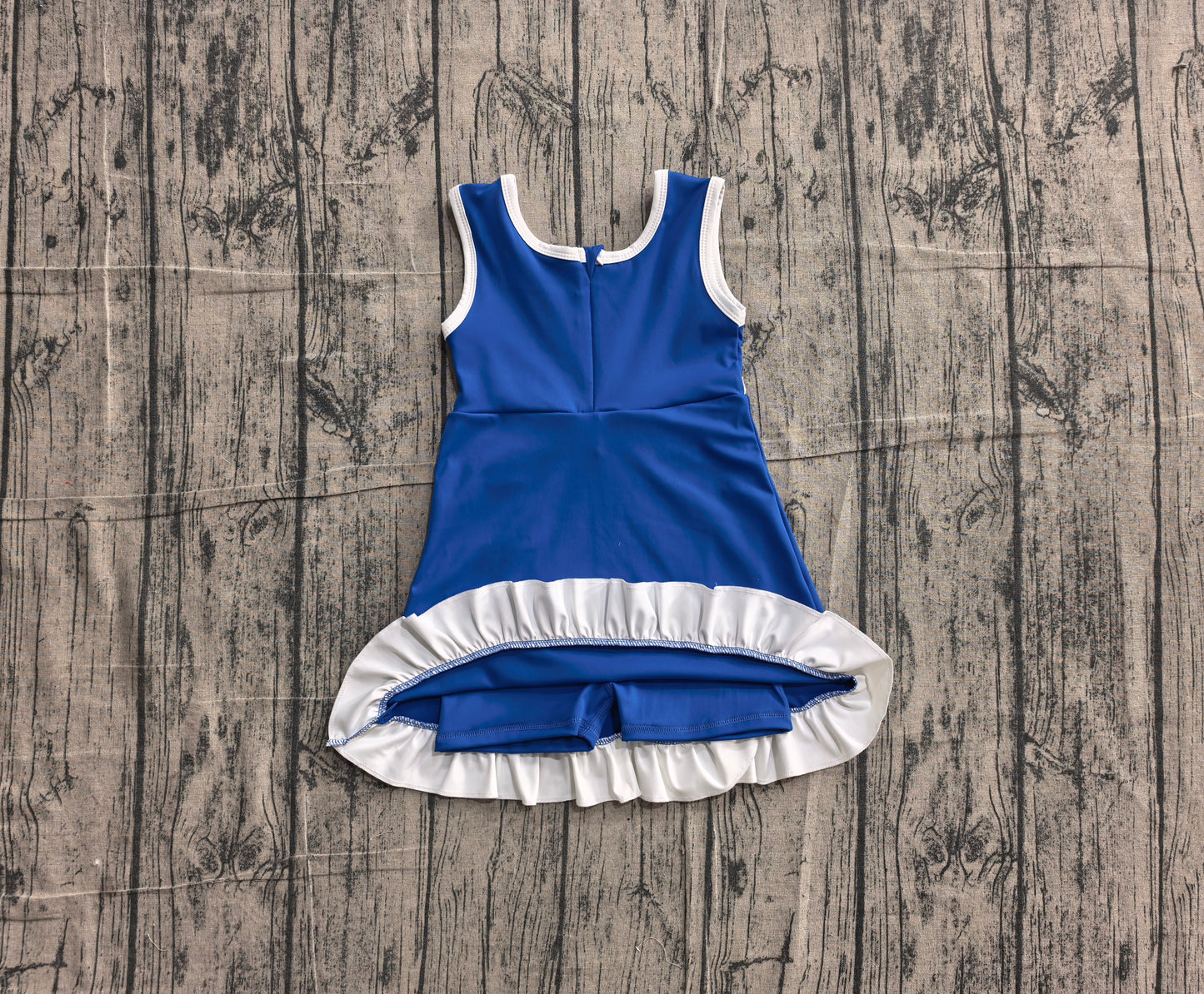 Baby Girls Sleeveless Hot Blue Yoga Active Short Scallop Knee Length Dress Preorder GSD4141
