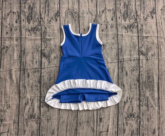 Baby Girls Sleeveless Hot Blue Yoga Active Short Scallop Knee Length Dress Preorder GSD4141