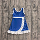 Baby Girls Sleeveless Hot Blue Yoga Active Short Scallop Knee Length Dress Preorder GSD4141