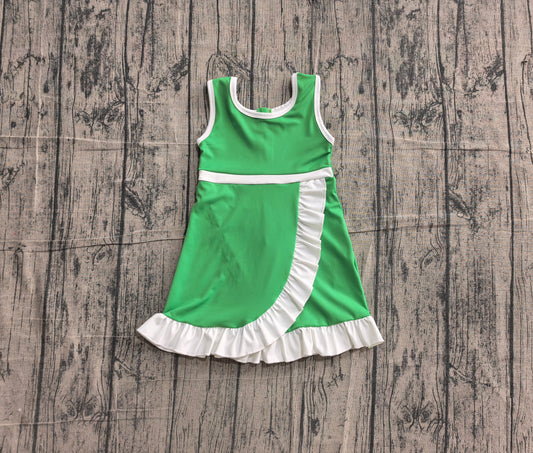 Baby Girls Dress Sleeveless Green Yoga Active Short Scallop Knee Length Dress Preorder GSD4143