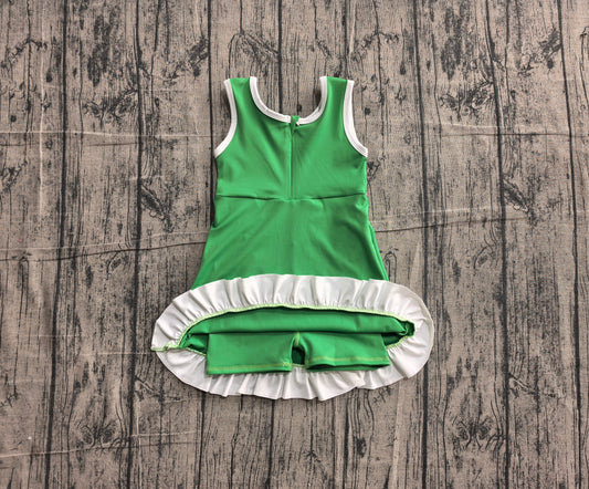 Baby Girls Dress Sleeveless Green Yoga Active Short Scallop Knee Length Dress Preorder GSD4143