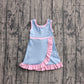Baby Girls Dress Sleeveless Blue Pink Yoga Active Short Scallop Knee Length Dress Preorder GSD4144