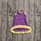 Baby Girls Sleeveless Purple Yellow Yoga Active Short Scallop Knee Length Dress Preorder GSD4147