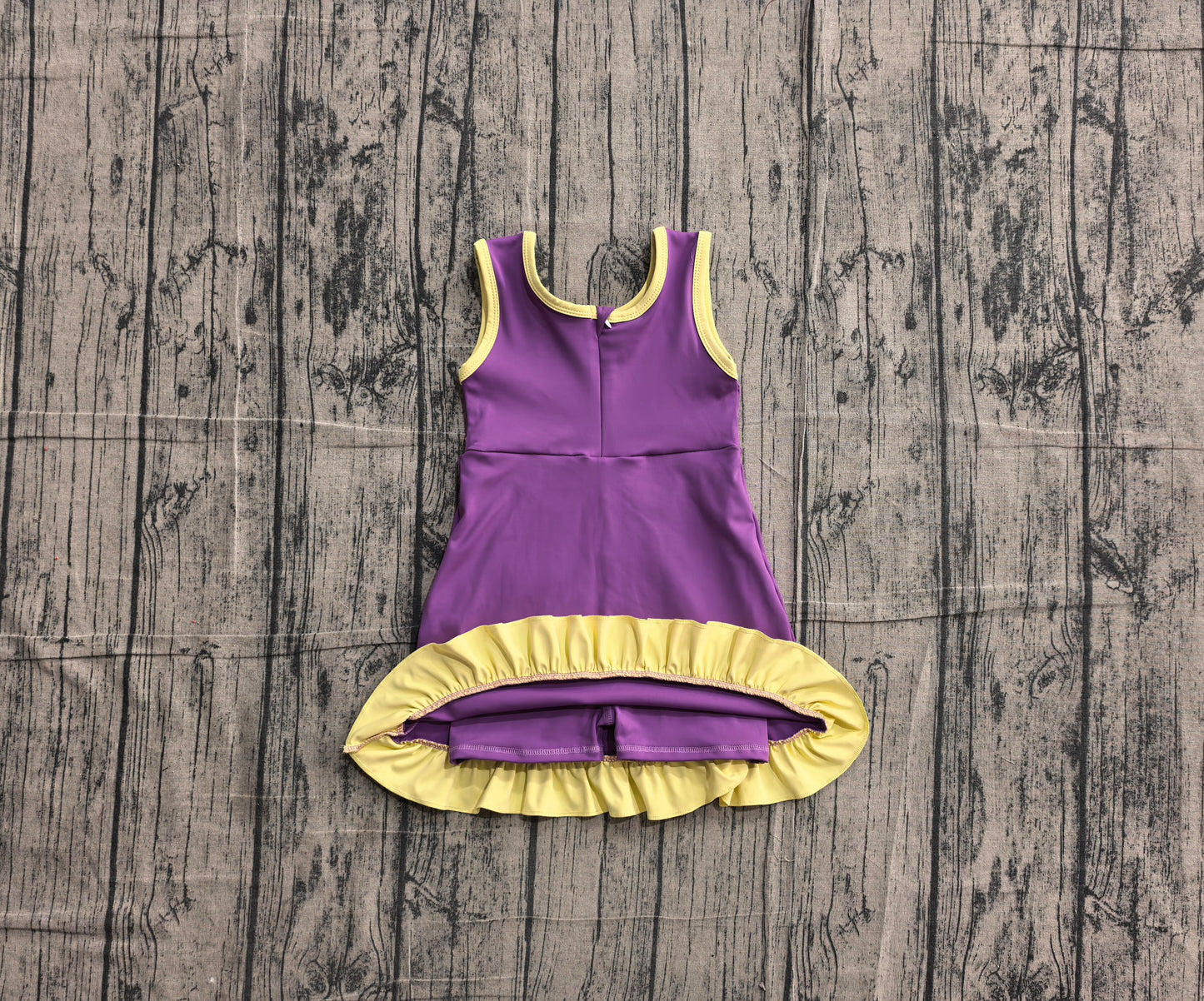Baby Girls Sleeveless Purple Yellow Yoga Active Short Scallop Knee Length Dress Preorder GSD4147