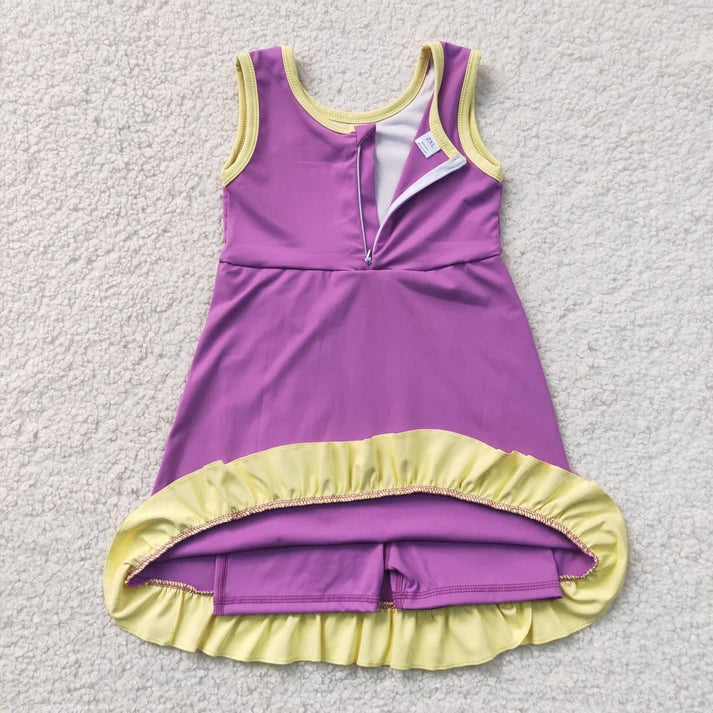 Sibling Baby Girls Sleeveless Yoga Active Ruffle Knee Length Dresses