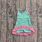 Baby Girls Sleeveless Pink Aqua Yoga Active Short Scallop Knee Length Dress Preorder GSD4149