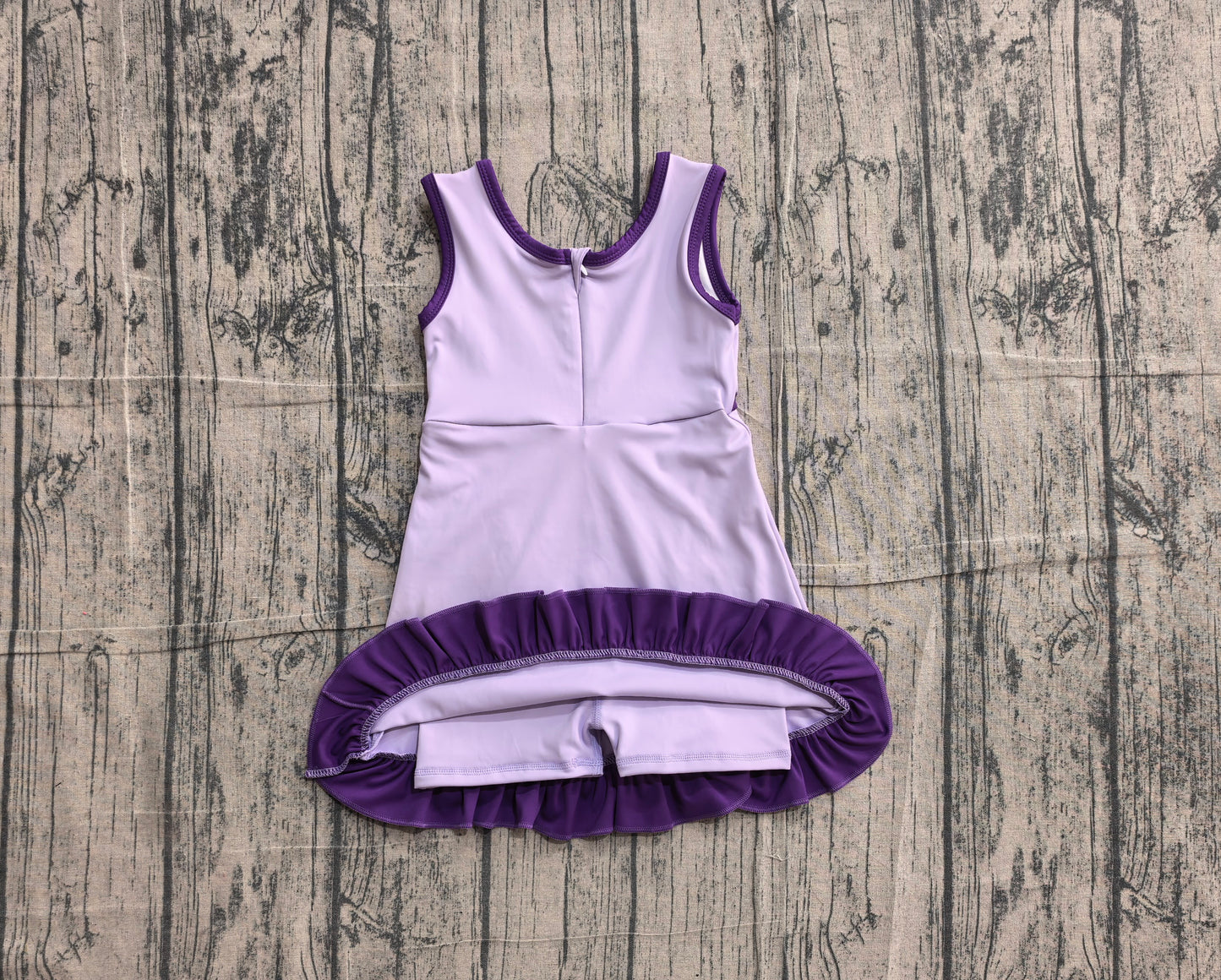 Baby Girls Sleeveless Pink Purple Yoga Active Short Scallop Knee Length Dress Preorder GSD4151