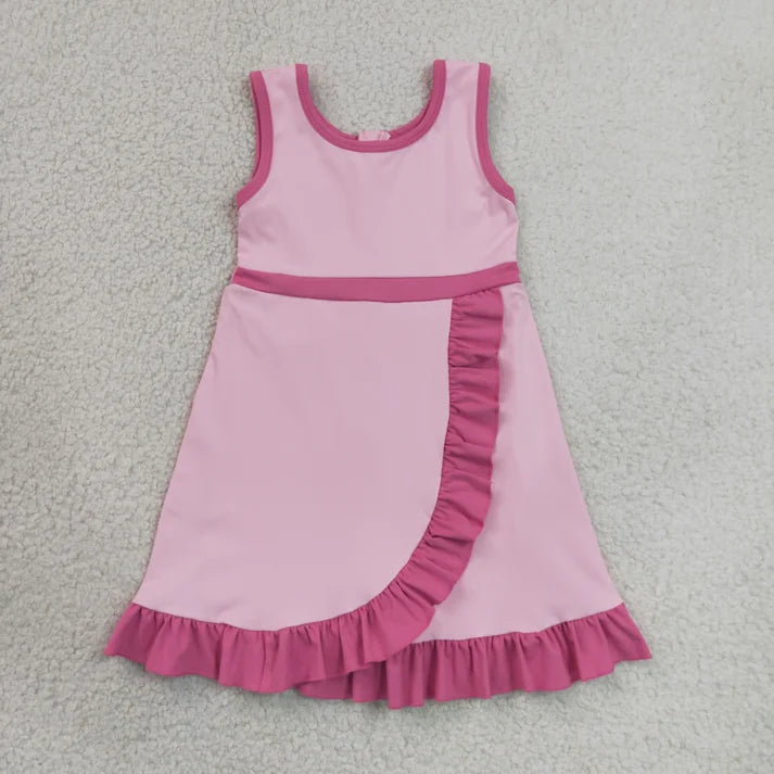 Sibling Baby Girls Sleeveless Yoga Active Ruffle Knee Length Dresses