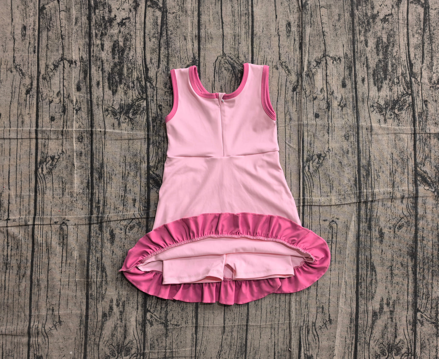Baby Girls Sleeveless Pink Purple Yoga Active Short Scallop Knee Length Dress Preorder GSD4152