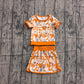Baby Girls Orange Bows Footballs T Top Skirt Shorts Team Yoga Active Clothes Sets Preorder GSD4181