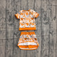 Baby Girls Orange Bows Footballs T Top Skirt Shorts Team Yoga Active Clothes Sets Preorder GSD4181