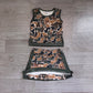 Baby Girls Southern Dark Brown Camo Vest Top Skirt Short Yoga Active Clothes Set Preorder GSD4233