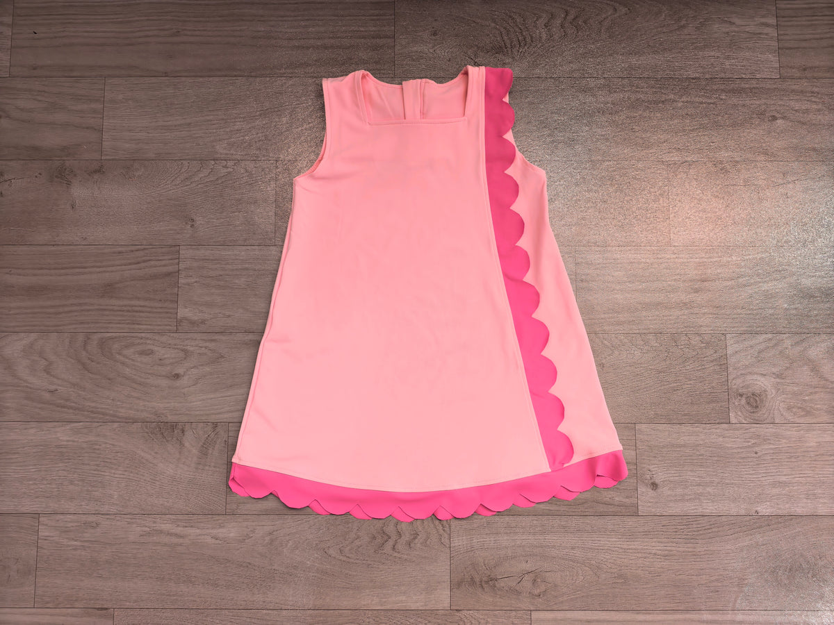 Baby Girls Pink Sleeveless Yoga Active Scallop Knee Length Dresses Preorder GSD4240