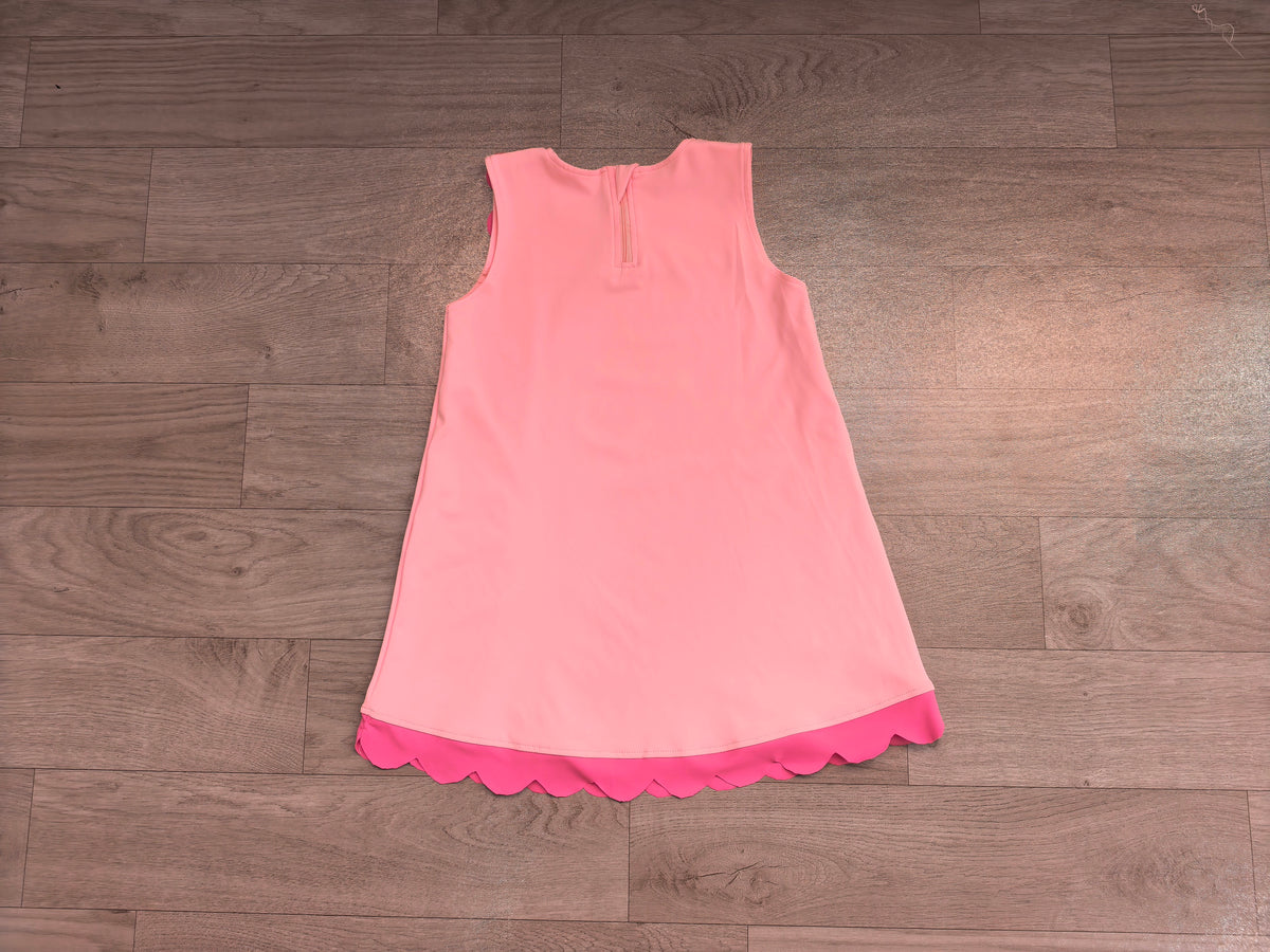 Baby Girls Pink Sleeveless Yoga Active Scallop Knee Length Dresses Preorder GSD4240