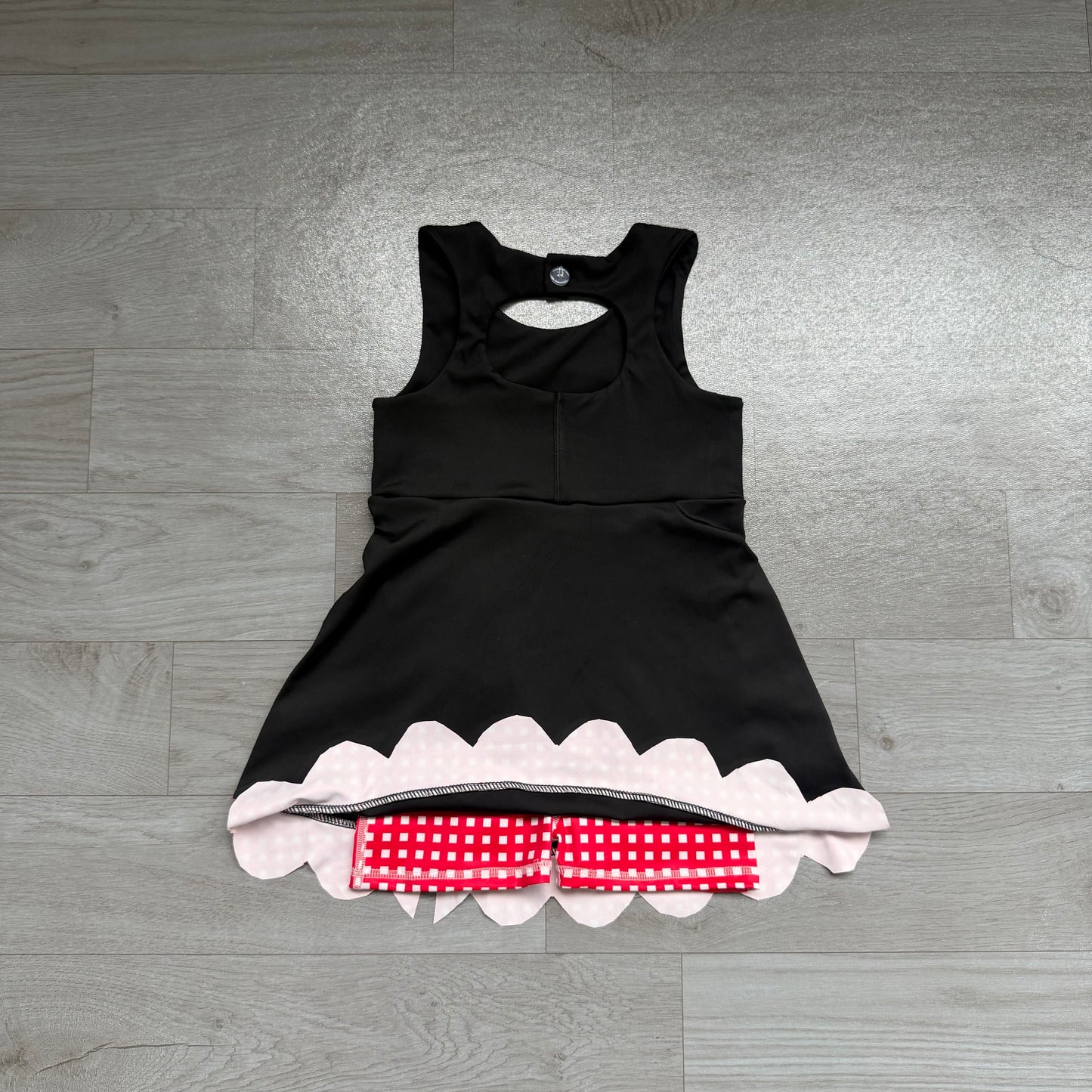 Baby Girls Dress Black Red Short Yoga Active Bows Scallop Knee Length Dress Preorder GSD4263