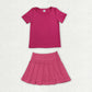 Sibling Baby Girls Colorful Short Sleeve Shirts Pleated Skirt Short Yoga Active Clothes Sets