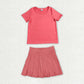 Sibling Baby Girls Colorful Short Sleeve Shirts Pleated Skirt Short Yoga Active Clothes Sets