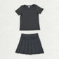 Sibling Baby Girls Colorful Short Sleeve Shirts Pleated Skirt Short Yoga Active Clothes Sets