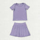 Sibling Baby Girls Colorful Short Sleeve Shirts Pleated Skirt Short Yoga Active Clothes Sets