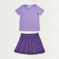 Sibling Baby Girls Colorful Short Sleeve Shirts Pleated Skirt Short Yoga Active Clothes Sets