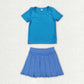 Sibling Baby Girls Colorful Short Sleeve Shirts Pleated Skirt Short Yoga Active Clothes Sets