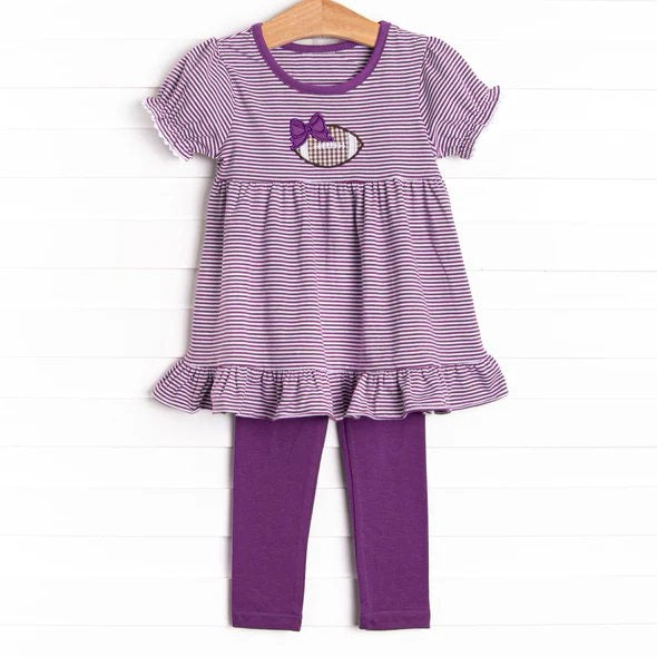 Baby Girls Clothes Purple Stripes Football Tunic Tops Legging Sets Preorder GSPO1676