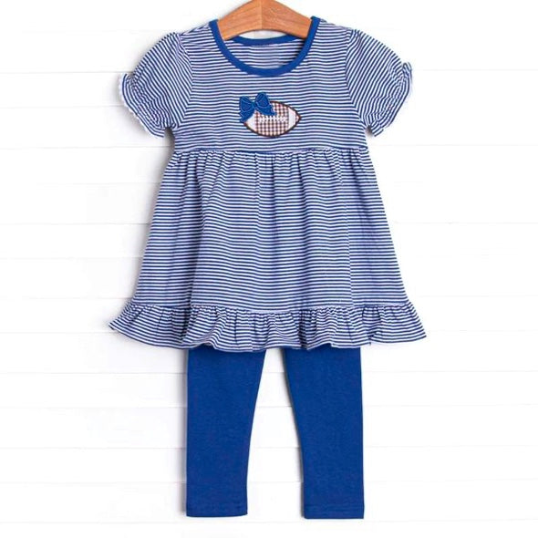 Baby Girls Clothes Blue Stripes Football Tunic Top Legging Sets Preorder GSPO1677