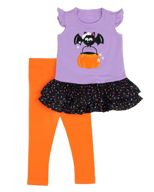 Baby Girls Clothes Halloween Spider Pumpkin Tops Pants Clothes Sets Preorder GSPO1684