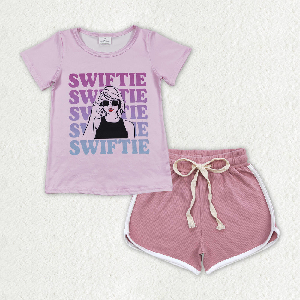 Baby Girls Clothes  Purple Singer Shirt Top Dark Pink Shorts Sets GSSO1313