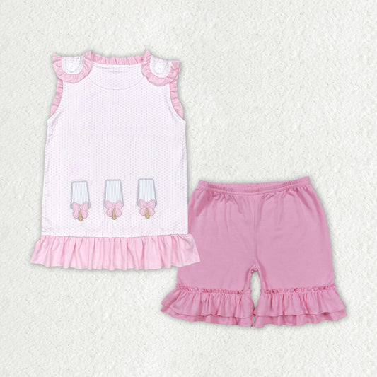 Baby Girls Clothes Popstick Ruffle Top Pink Shorts Clothes Sets GSSO1455