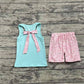 Baby Girls Clothes Green Pocket Bow Vest Ruffle Shorts Clothes Sets Preorder GSSO1784 3.4