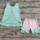 Embroidery Baby Girls Clothes Castle Star Bows Tunic Ruffle Shorts Sets Preorder GSSO1983