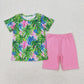 Sibling Baby Girls Short Sleeve Colorful Flowers Top Shorts Summer Clothes Sets
