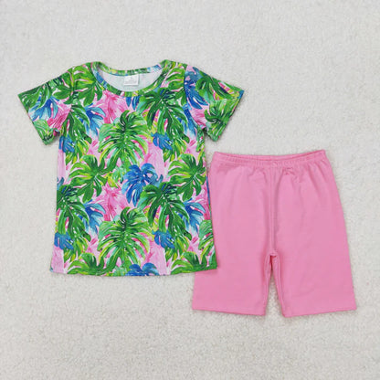Sibling Baby Girls Short Sleeve Colorful Flowers Top Shorts Summer Clothes Sets