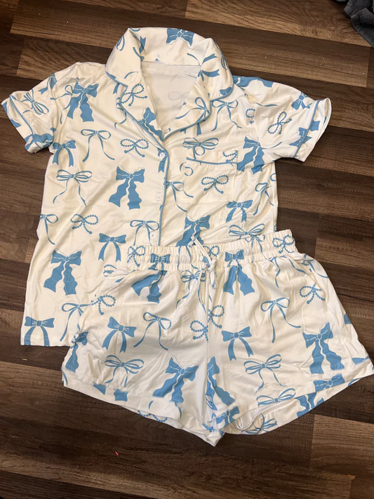 Baby Girls Pajamas Bows Button Pocket Top Short Pajamas Set Preorder GSSO2322 3.3