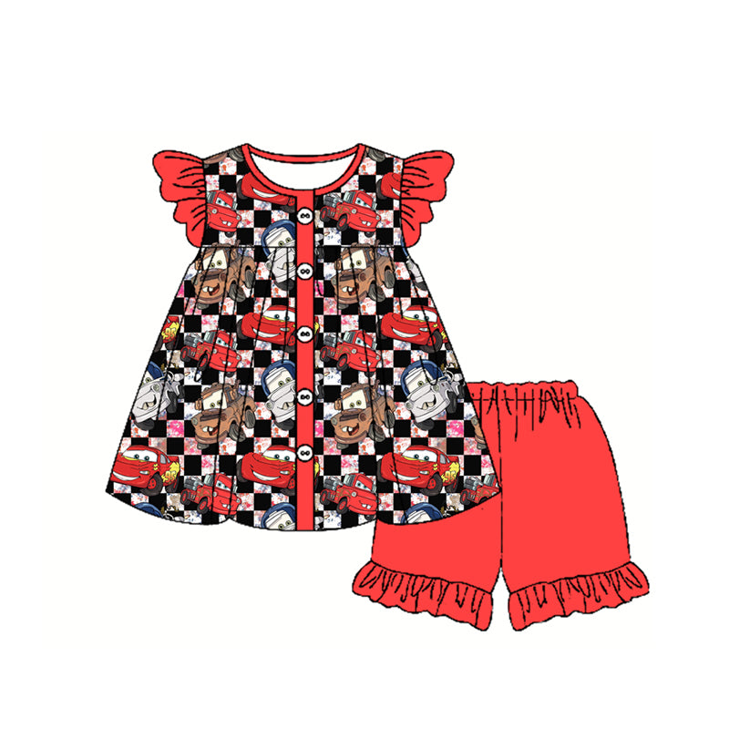 Baby Girls Clothes Pocket Top Checkered Cartoon Shorts Sets preorder GSSO2329 3.3