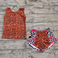Baby Girls Clothes Sleeveless Leopard Top Black Plaid Shorts Sets Preorder GSSO2391 4.4