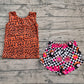 Baby Girls Clothes Sleeveless Leopard Top Black Plaid Shorts Sets Preorder GSSO2391 4.4