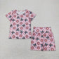 Sibling Baby Girls Short Sleeve Colorful Flowers Top Shorts Summer Clothes Sets