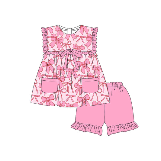 Boutique Baby Girls Clothes Bow Tunic Tops Shorts Sets Preorder GSSO2464 3.17